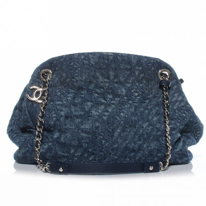 Chanel Denim Camellia Embroidered Large Just Mademoiselle Blue 1 of 7