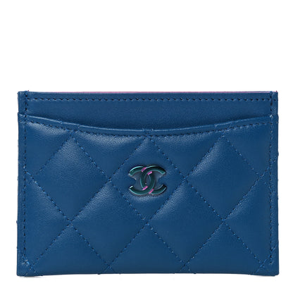 Chanel Lambskin Quilted Card Holder Blue Pink 1 of 11
