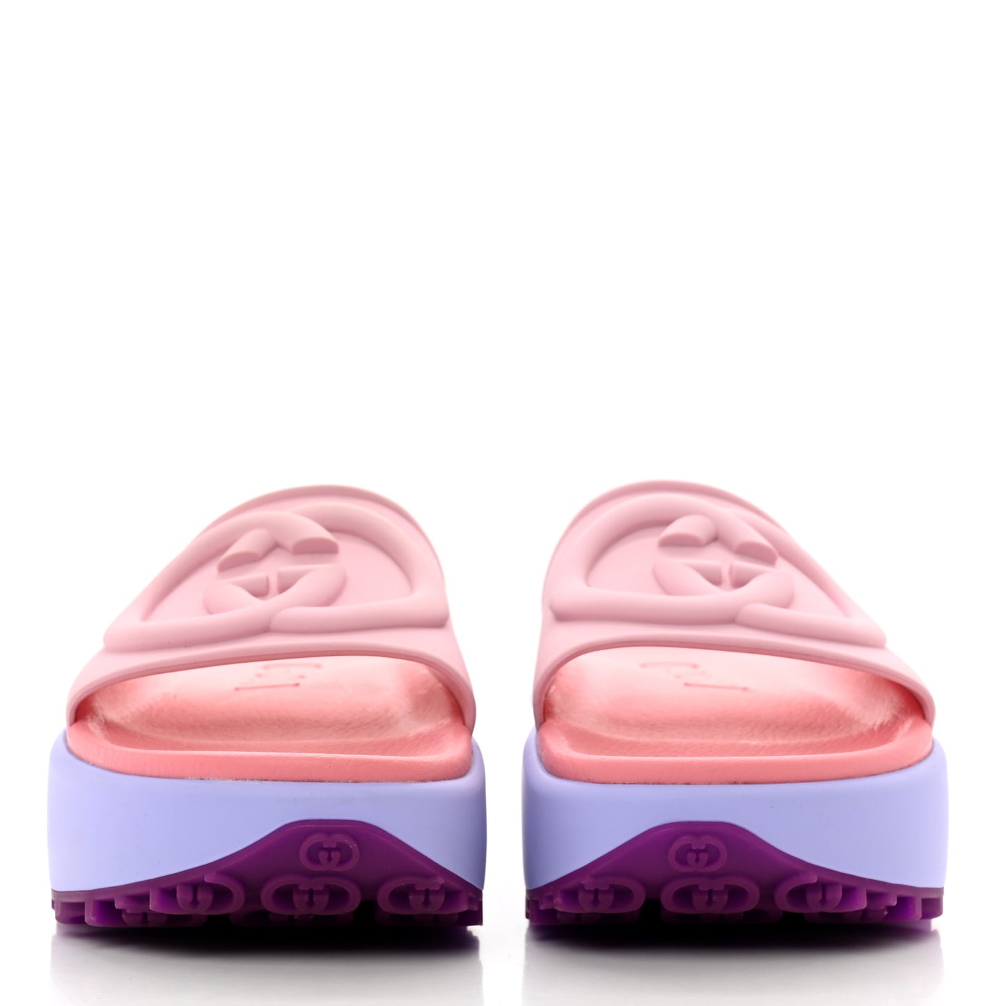 Soft Rubber Womens Interlocking G Platform 42mm Slide Sandals 36 Sugar Pink