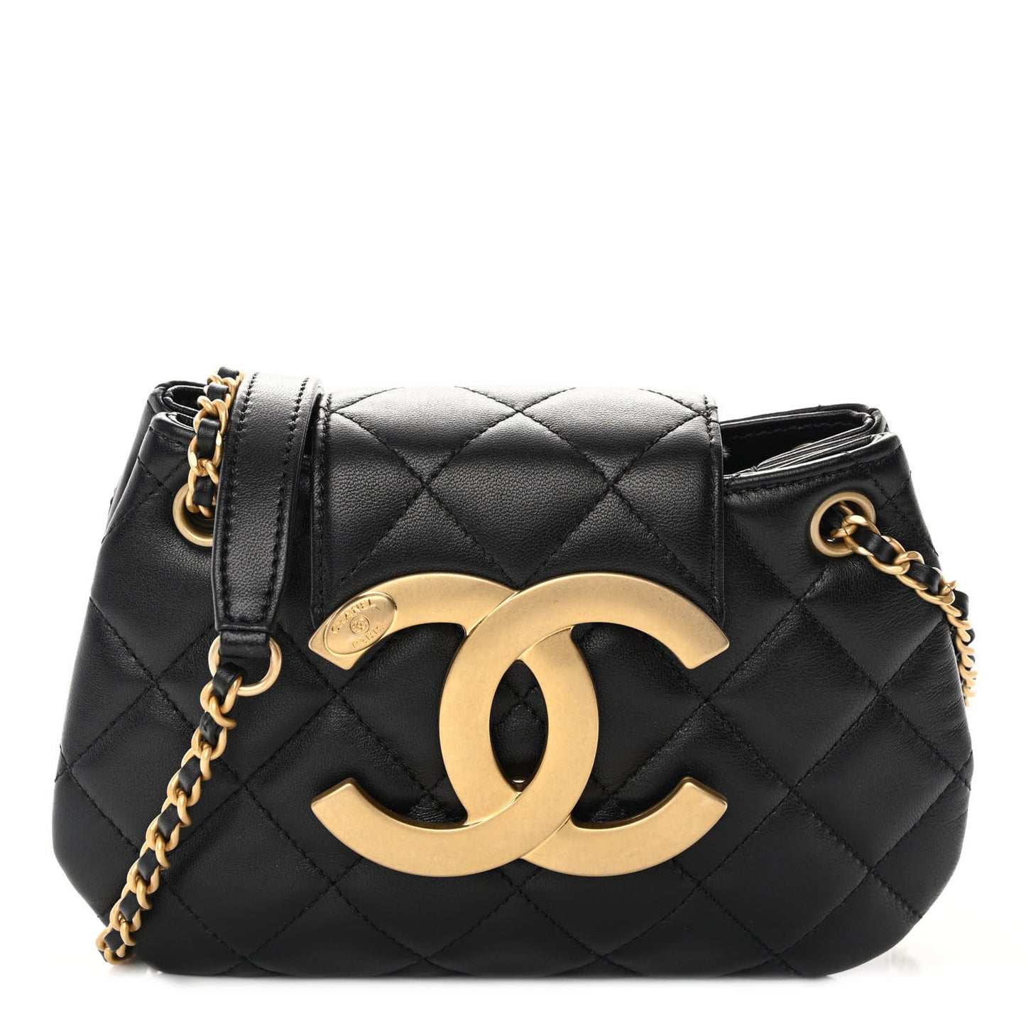 Lambskin Quilted Small Messenger Bag Black
