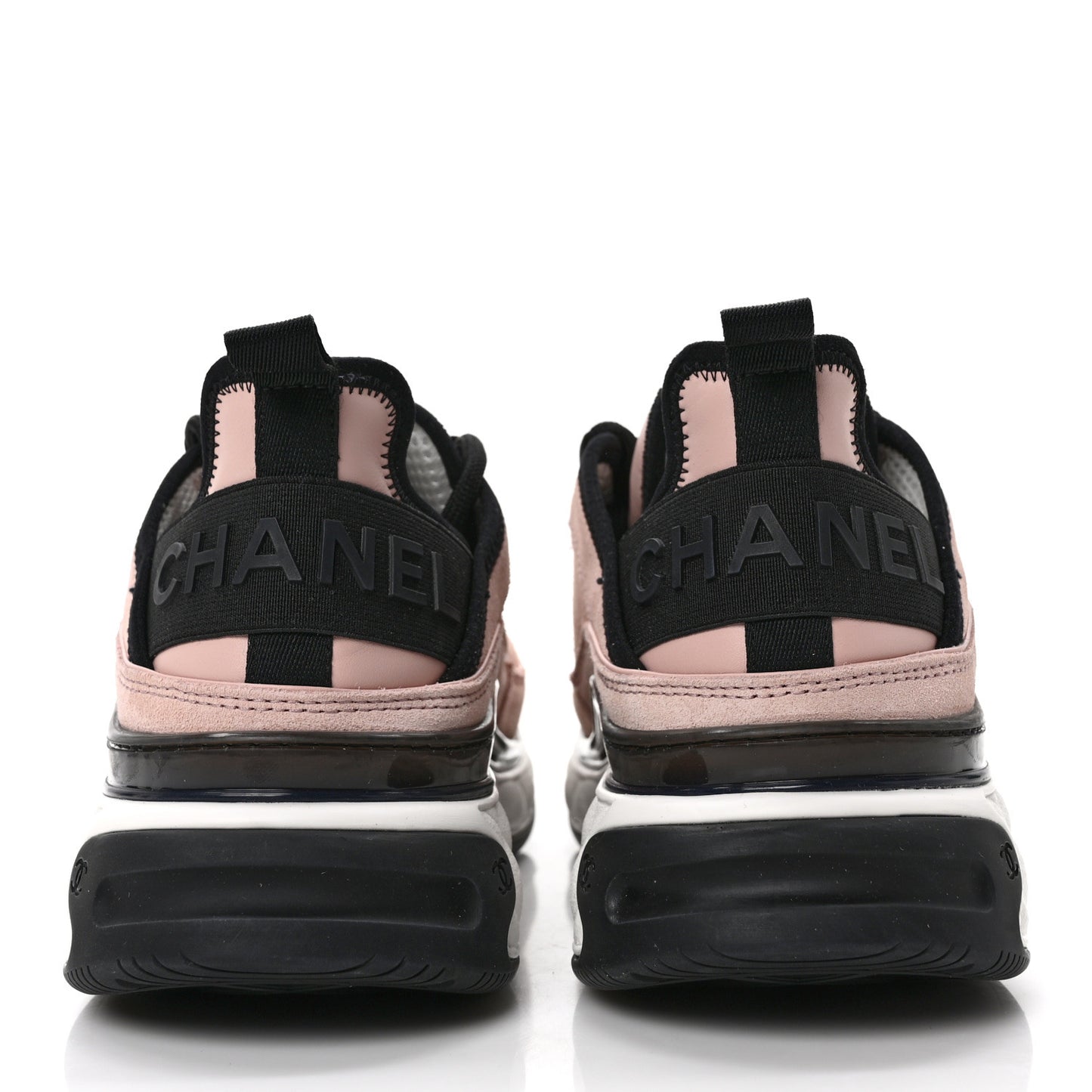 Suede Calfskin Nylon Grosgrain CC Sneakers 37.5 Light Pink
