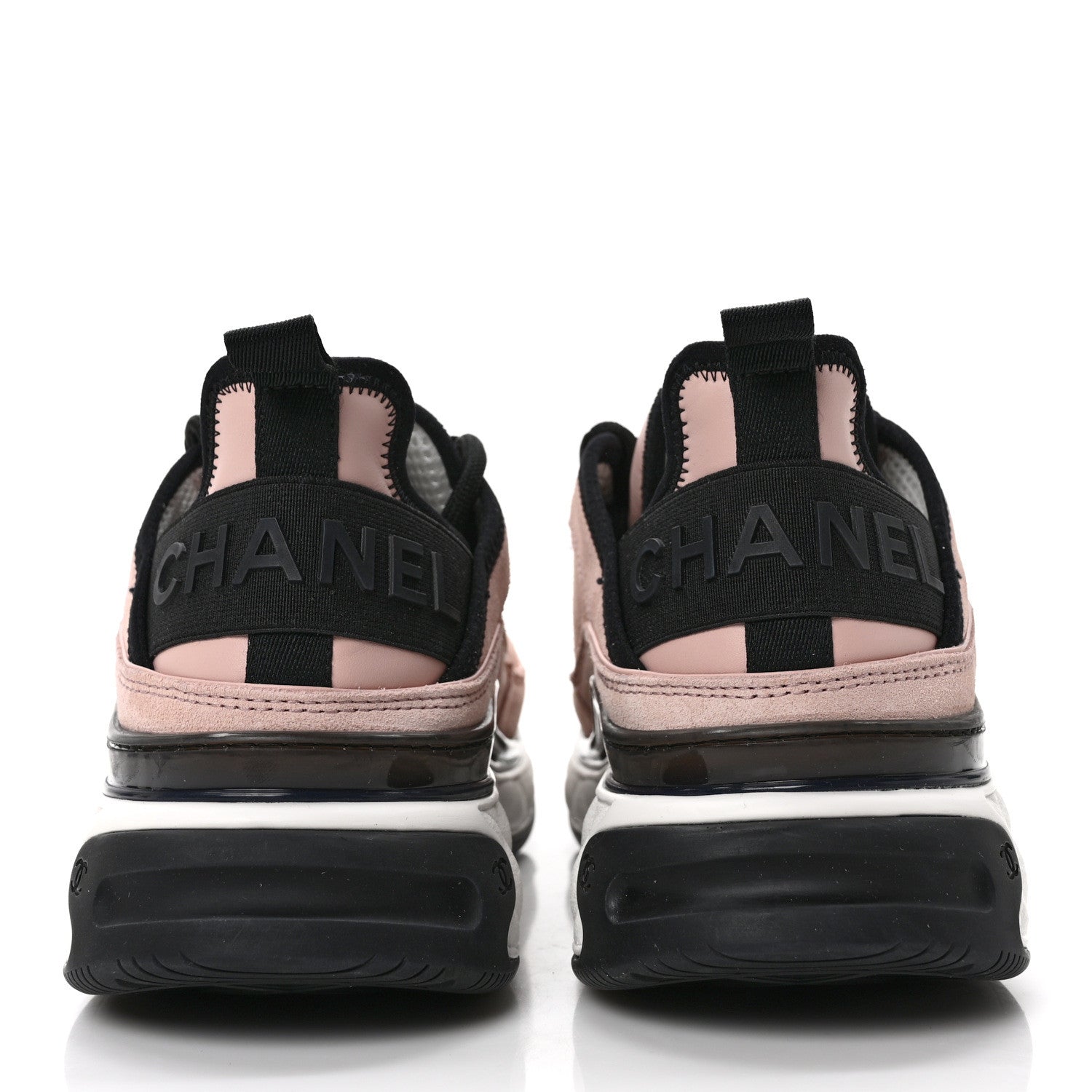 Chanel Suede Calfskin Nylon Grosgrain CC Sneakers 37.5 Light Pink 5 of 9