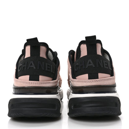 Chanel Suede Calfskin Nylon Grosgrain CC Sneakers 37.5 Light Pink 5 of 9
