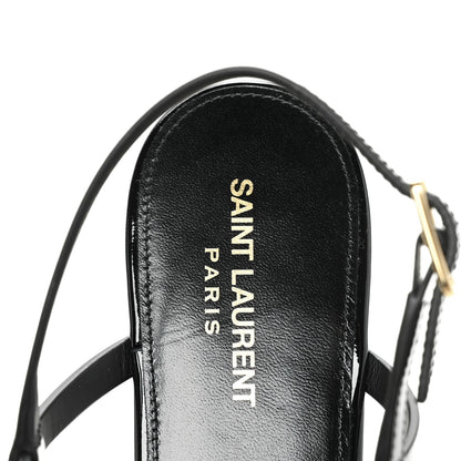 Saint Laurent Patent Calfskin Cassandra Monogram Sandals 39 Black 7 of 8