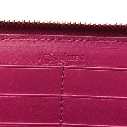 Saint Laurent Textured Patent Calfskin Belle De Jour Zip Around Wallet Fuchsia 6 of 7