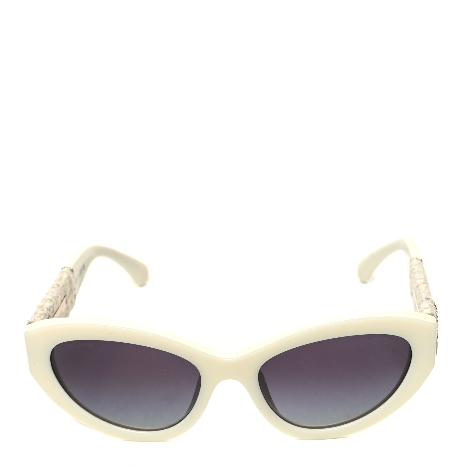 Chanel Acetate Tweed Wool CC Chain Sunglasses 5513-A White 2 of 9