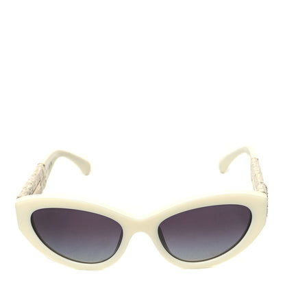 Chanel Acetate Tweed Wool CC Chain Sunglasses 5513-A White 2 of 9