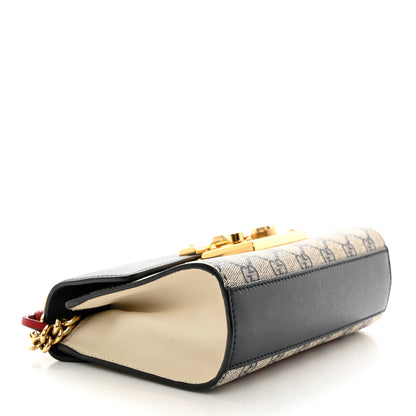 Gucci GG Supreme Monogram Moon Calfskin Small Padlock Shoulder Bag Beige Blue Mystic White Hibiscus Red 4 of 12