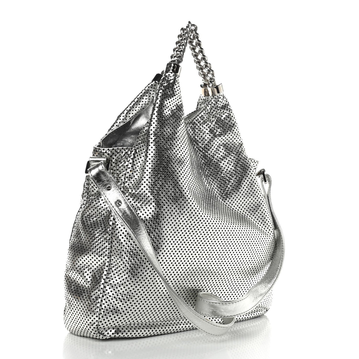Chanel Metallic Glazed Calfskin Perforated Medium Rodeo Drive Tote Silver 2 of 9