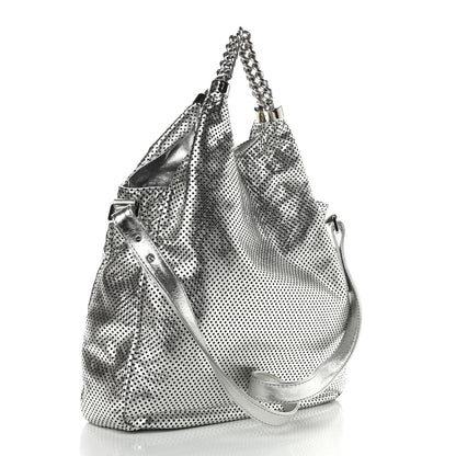 Chanel Metallic Glazed Calfskin Perforated Medium Rodeo Drive Tote Silver 2 of 9