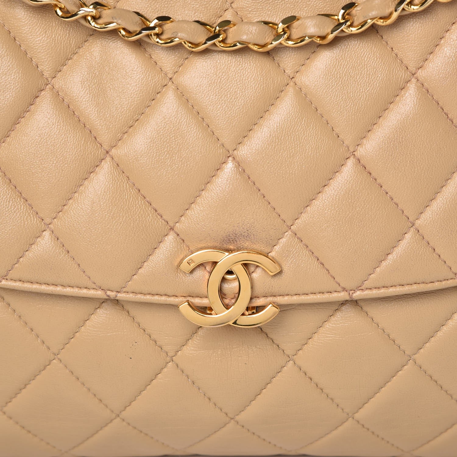 Chanel Lambskin Quilted Jumbo Single Flap Beige 11 of 16