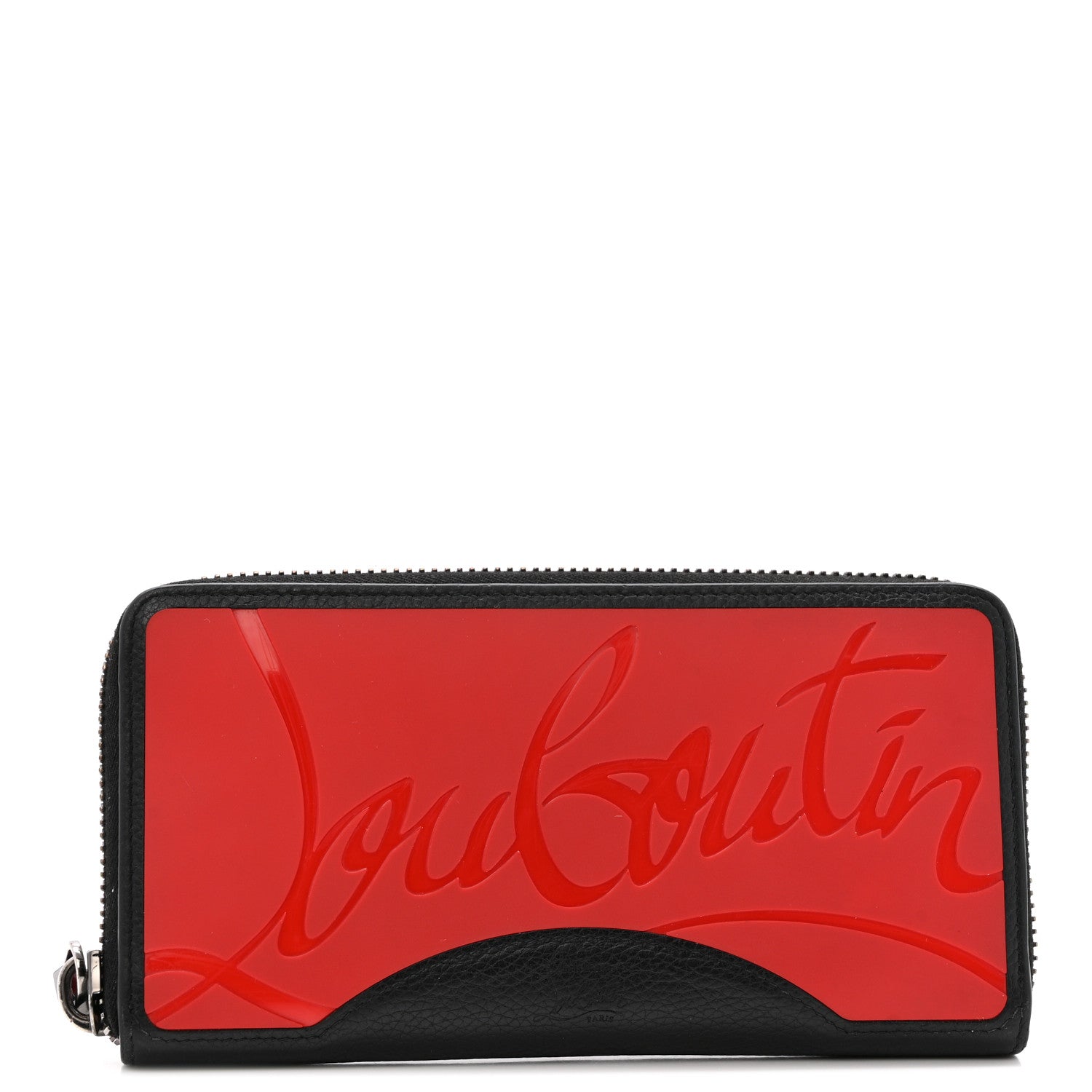 Christian Louboutin Calfskin Panettone Zip Around Wallet Loubi Red Black 1 of 12