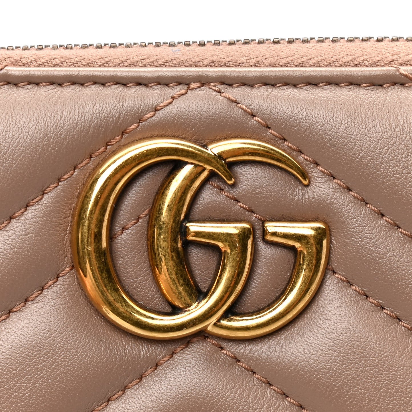 Calfskin Matelasse GG Marmont Zip Around Wallet Porcelain Rose