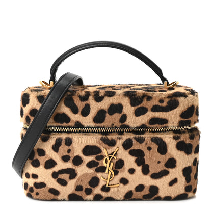 Saint Laurent Pony Hair Leopard Print Mini Gaby Vanity Case Brown Black 1 of 9