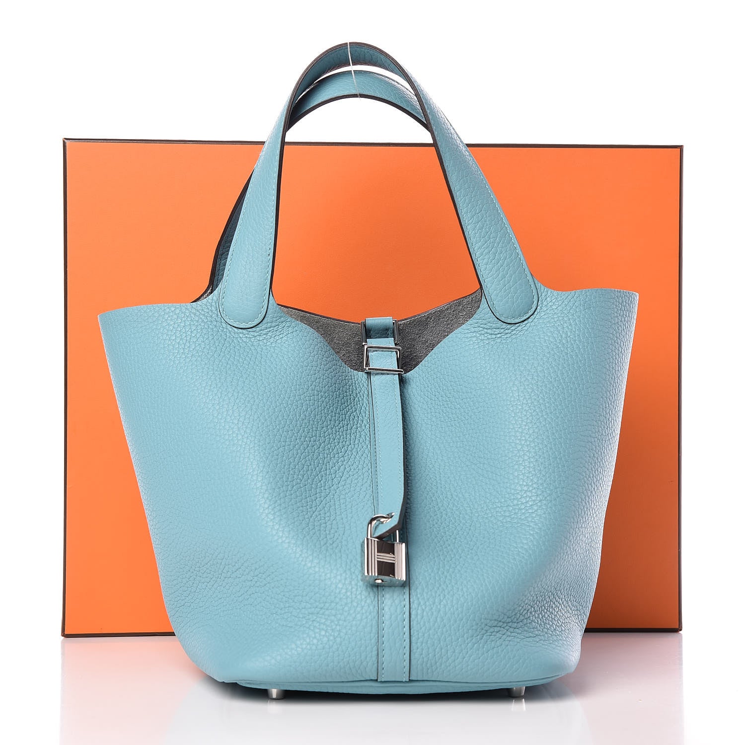 Hermes Taurillon Clemence Picotin Lock 22 MM Bleu Atoll 9 of 9