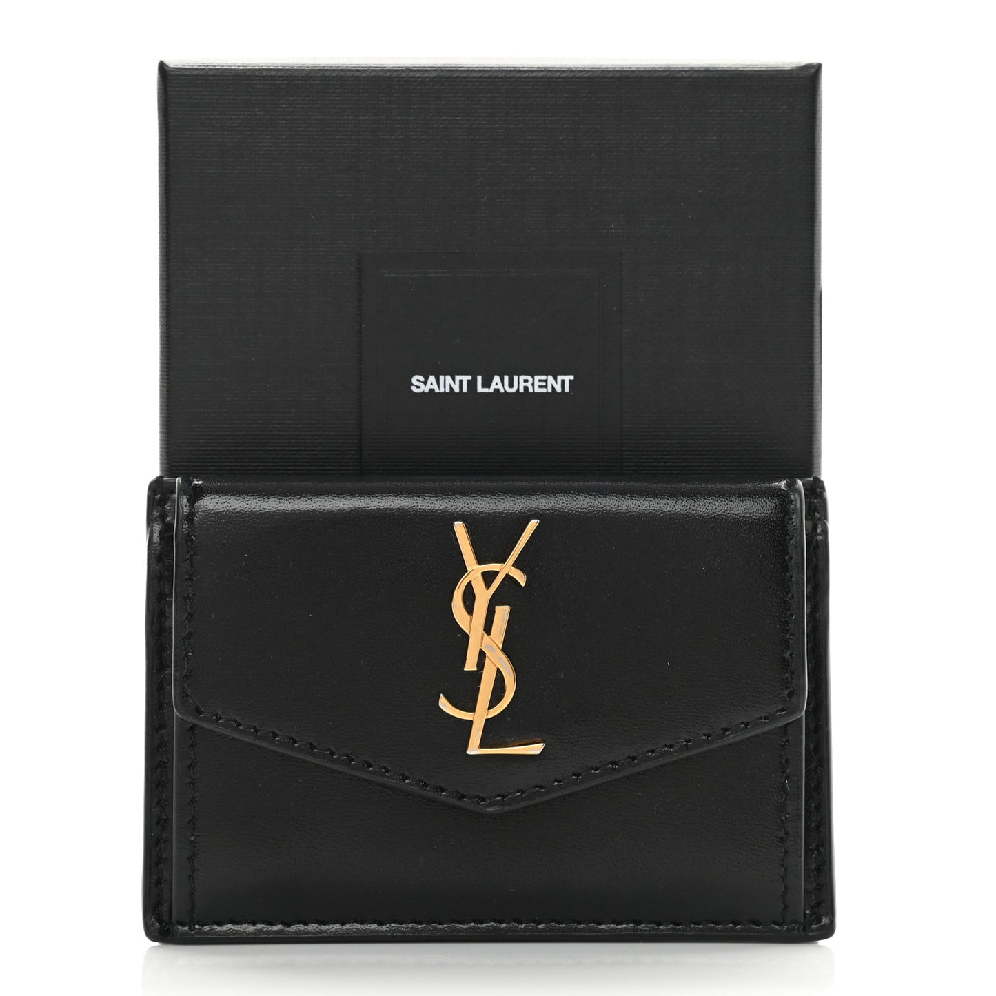Calfskin Uptown Monogram Card Case Black