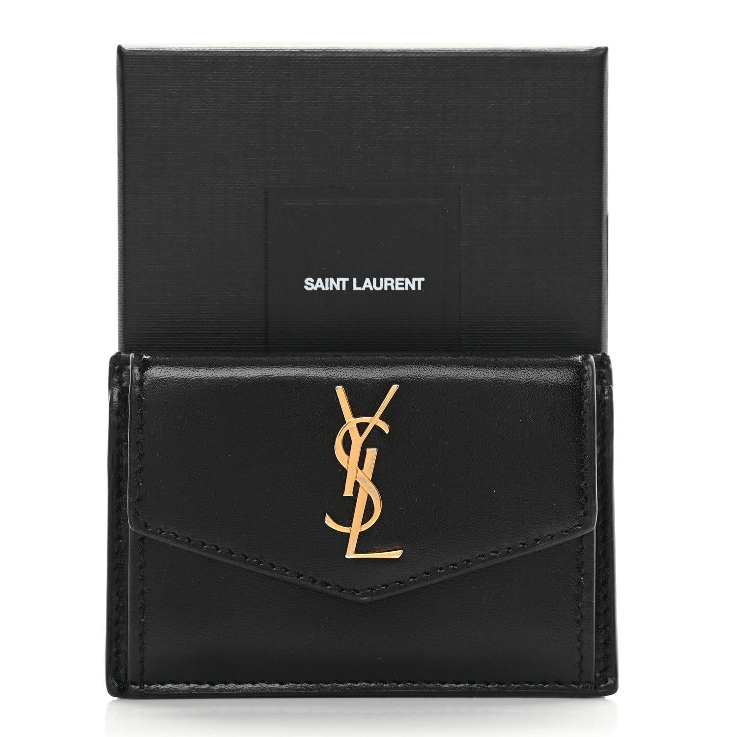 Saint Laurent Calfskin Uptown Monogram Card Case Black 10 of 10