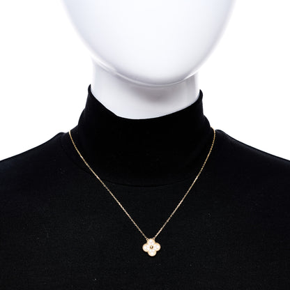 Van Cleef & Arpels 18K Yellow Gold Diamond Vintage Alhambra Pendant Necklace 2 of 6