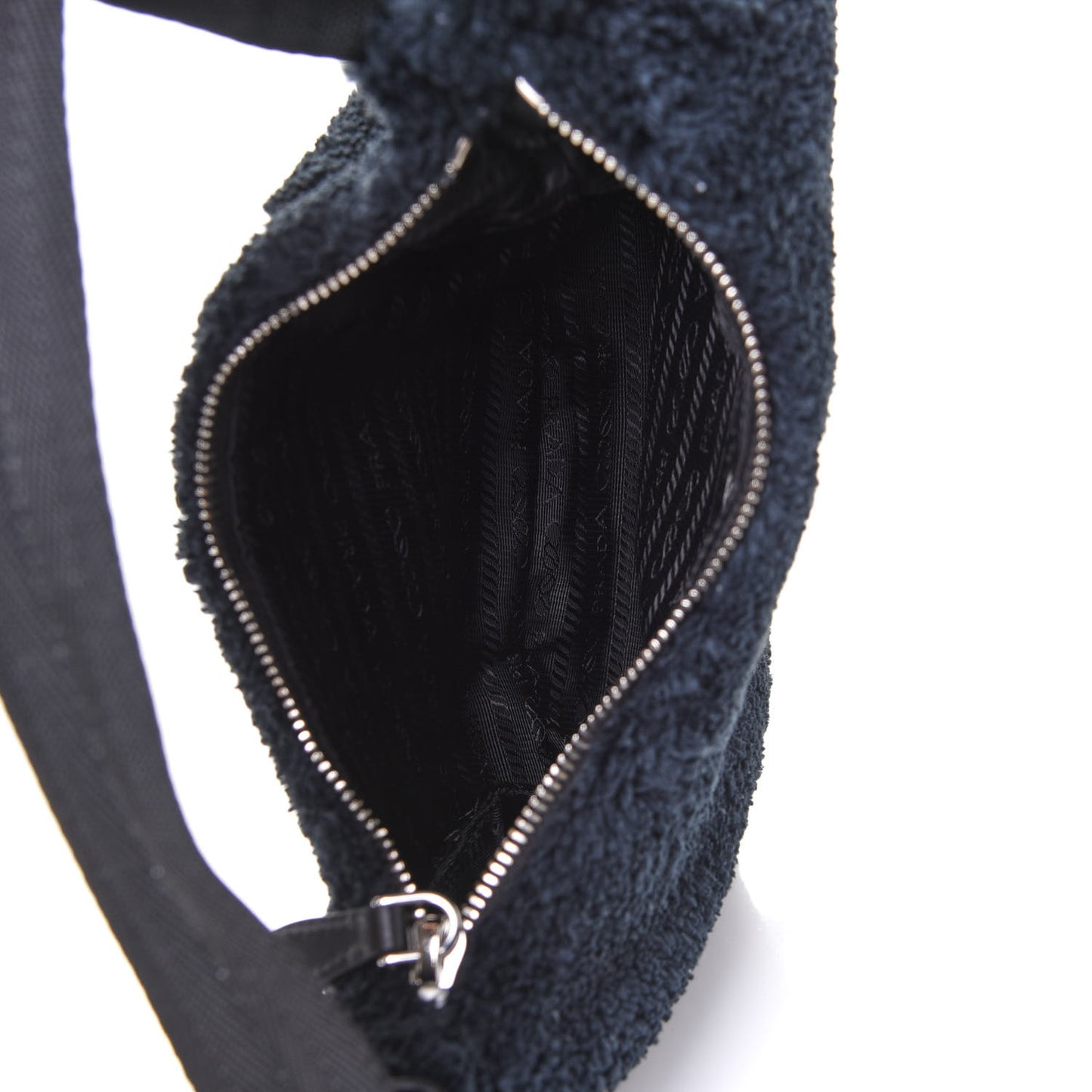 Terry Cloth Mini Re-Edition 2000 Bag Black White