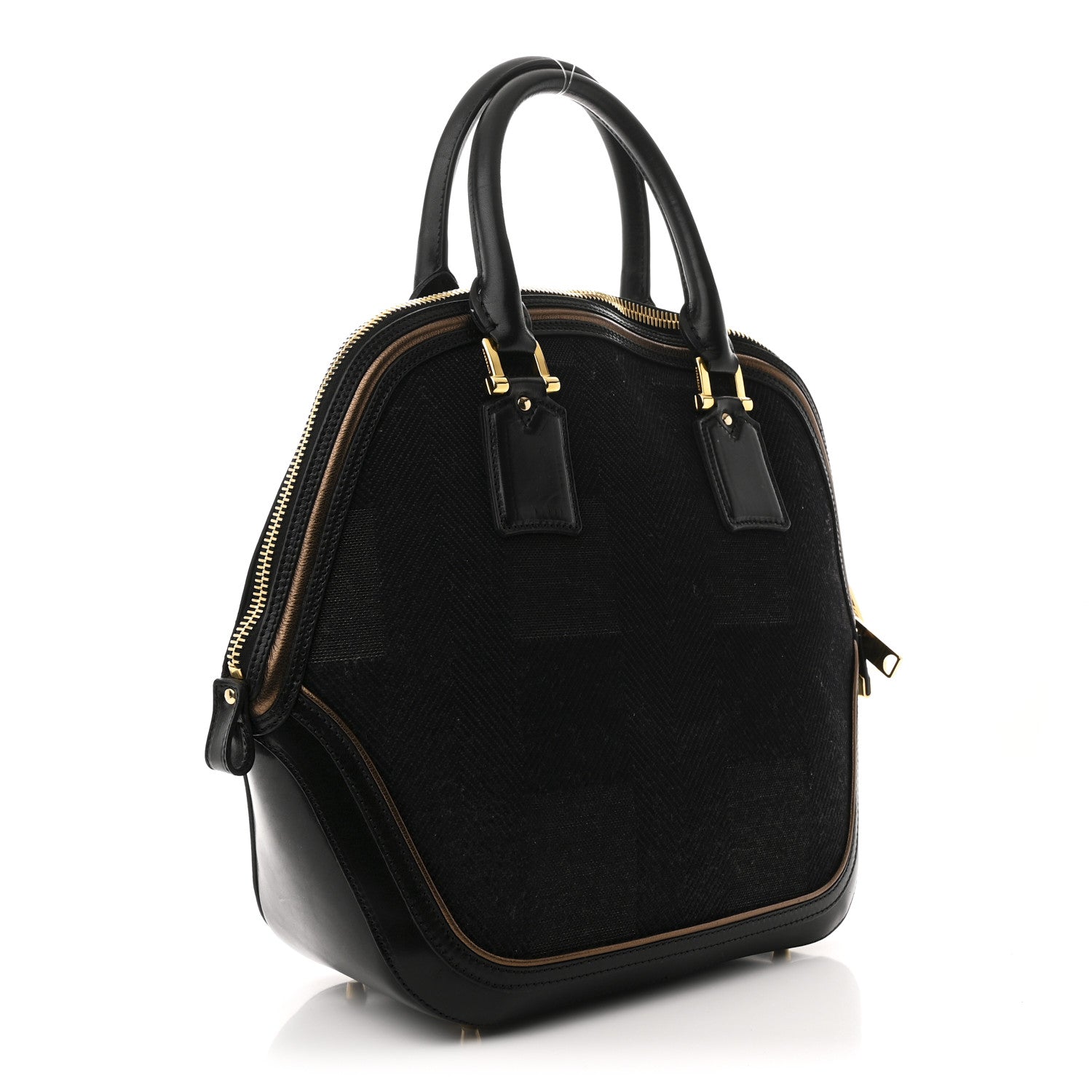 Burberry Prorsum Check Jacquard Orchard Bowling Bag Gold Black 3 of 13