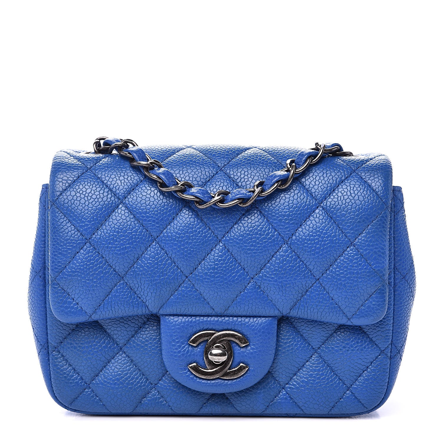 Chanel Caviar Quilted Mini Square Flap Blue 1 of 13