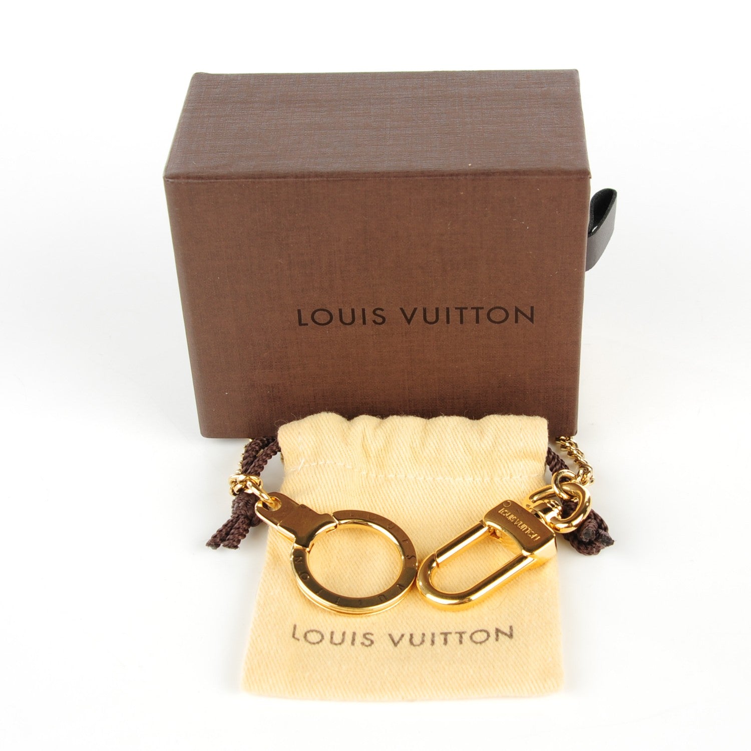 Louis Vuitton Metal Pochette Extender Key Ring Chain Gold 5 of 5