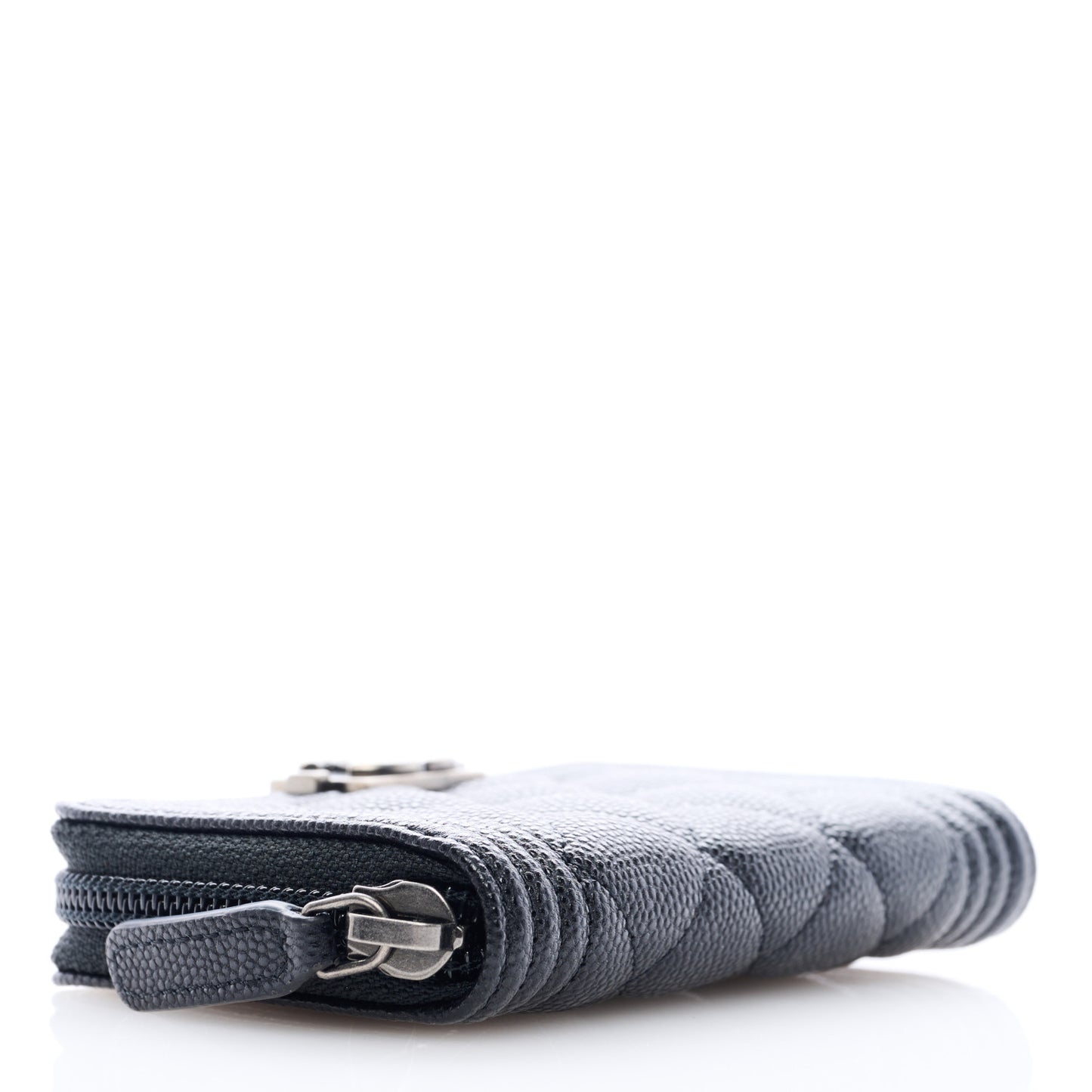Caviar Quilted Boy Zip Around Coin Purse Wallet Black