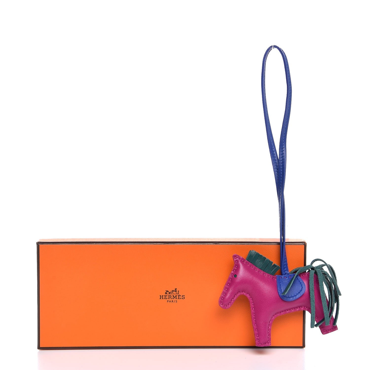 Hermes Milo Lambskin Grigri Rodeo Horse Bag Charm PM Rose Pourpre Bleu Electrique Malachite 5 of 5