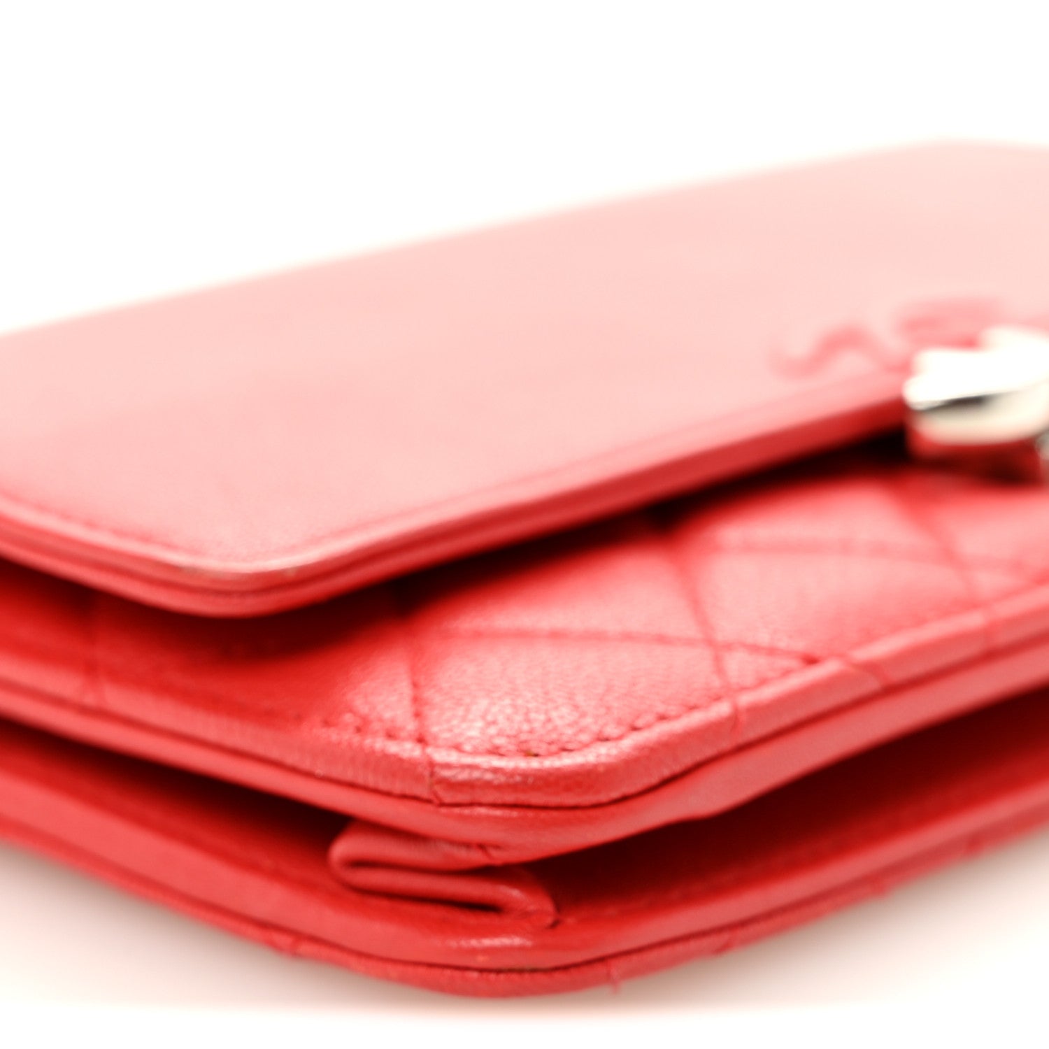 Chanel Grained Calfskin Quilted CC Box Wallet On Chain WOC Red 9 of 12