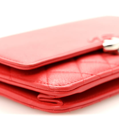 Chanel Grained Calfskin Quilted CC Box Wallet On Chain WOC Red 9 of 12