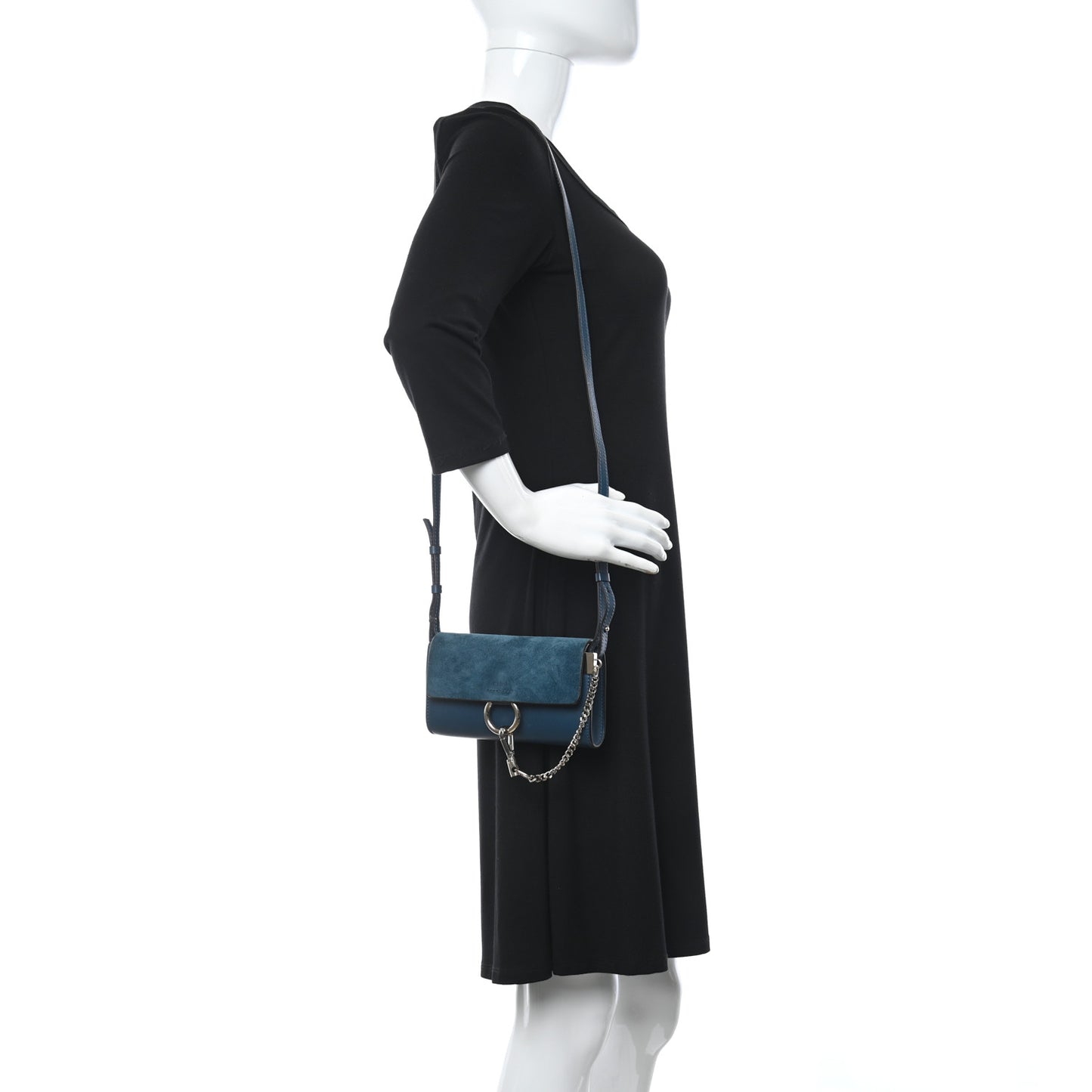 Suede Calfskin Mini Faye Shoulder Bag Majolica Blue