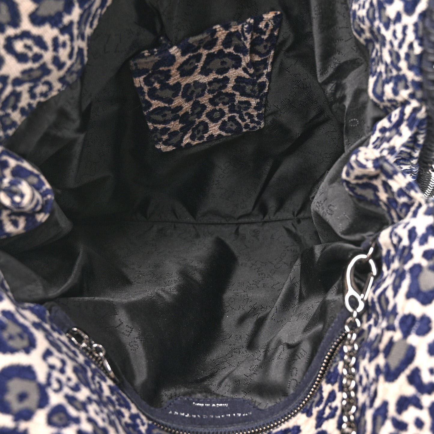 Cotton Canvas Leopard Big Falabella Fold Over Tote Grey