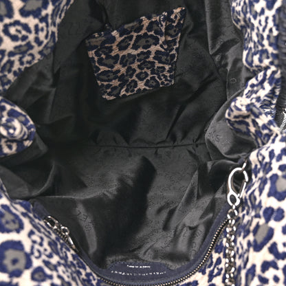 Stella McCartney Cotton Canvas Leopard Big Falabella Fold Over Tote Grey 6 of 10