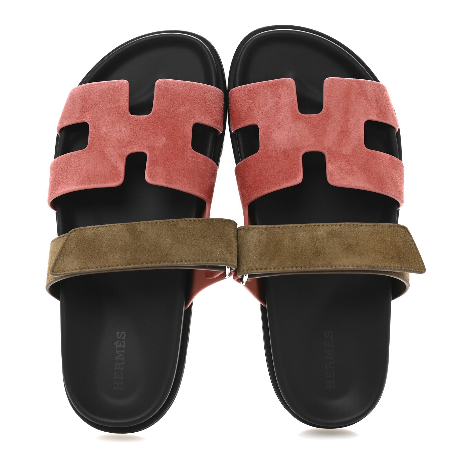 Hermes Suede Goatskin Womens Chypre Sandals 37.5 Rose Du Desert Toundra 2 of 9