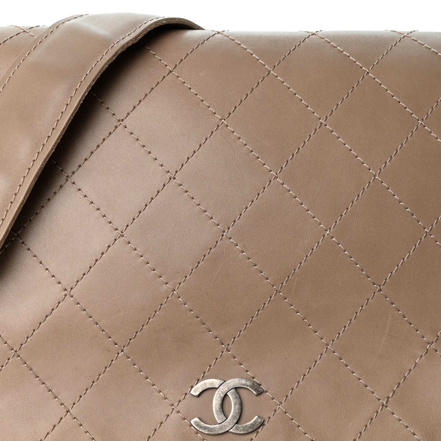 Chanel Calfskin Stitched Large Highlander Messenger Taupe 1986218