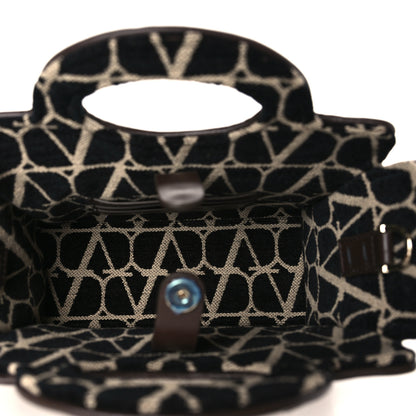 Valentino Garavani Toile Iconographe Goatskin Mini Le Troisieme Shopping Bag Naturale Black Fondant 5 of 8