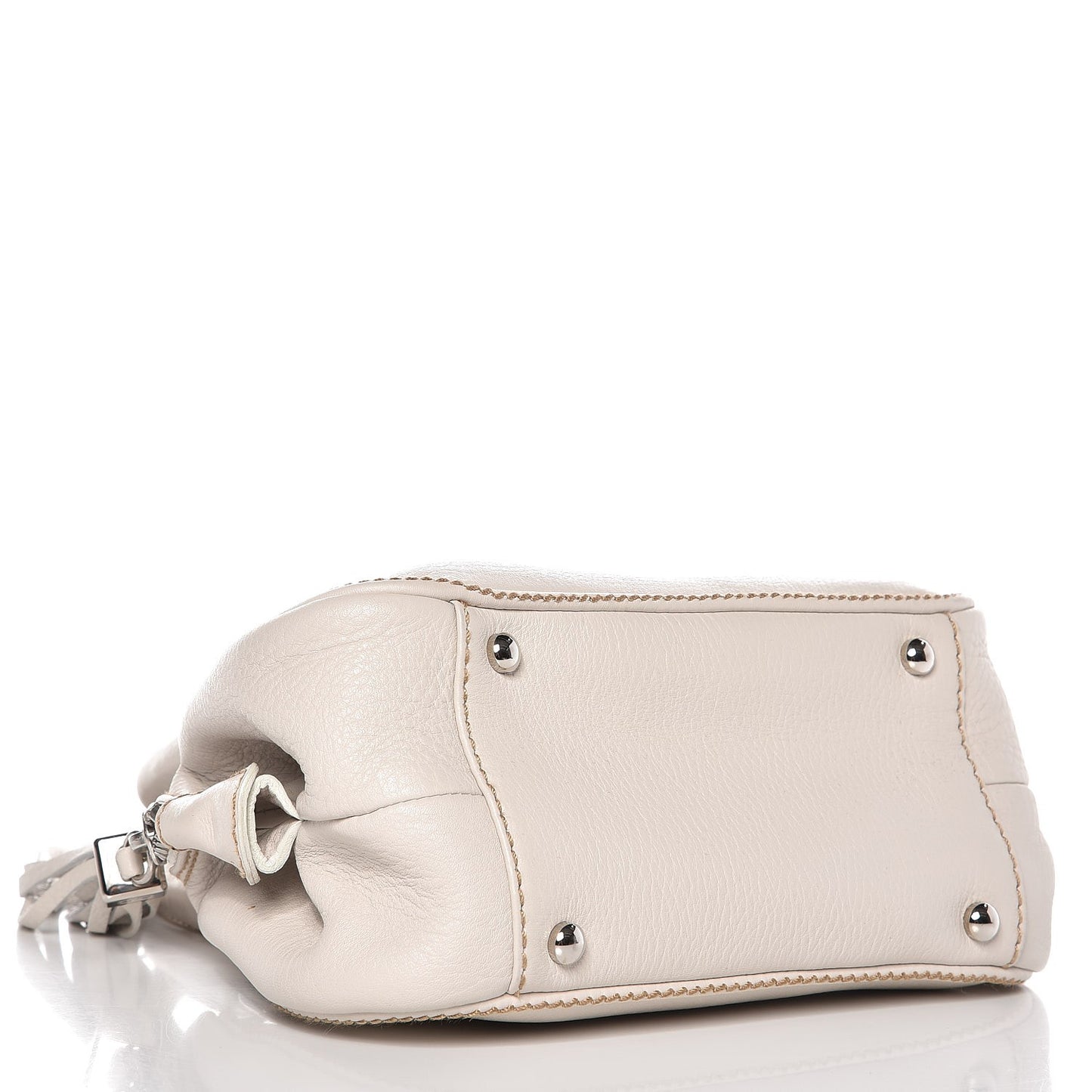 Calfskin Small Tassel Bowler White