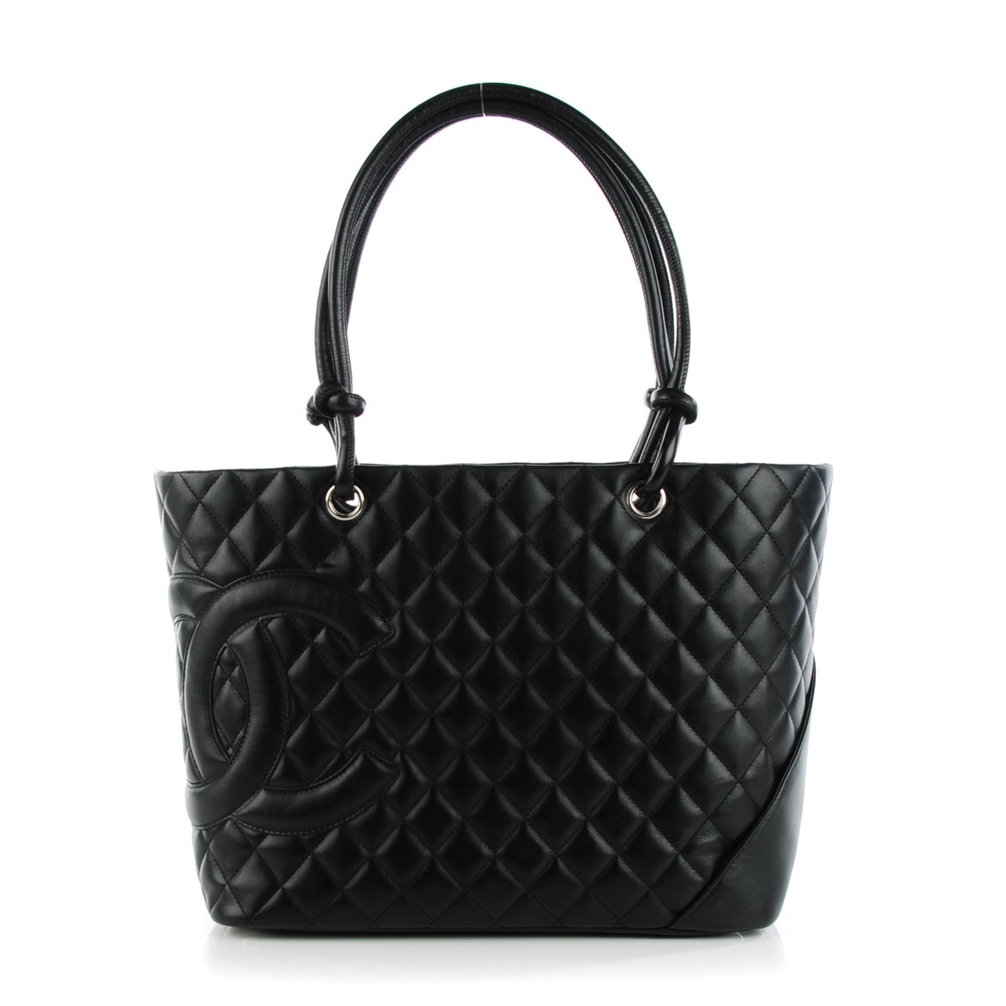 Calfskin Quilted Large Cambon Tote Black