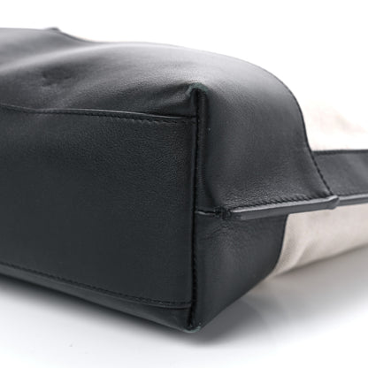 Saint Laurent Canvas Calfskin Tag Hobo White Black 11 of 13