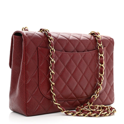Chanel Caviar Quilted Jumbo Single Flap Bordeaux 3 of 11