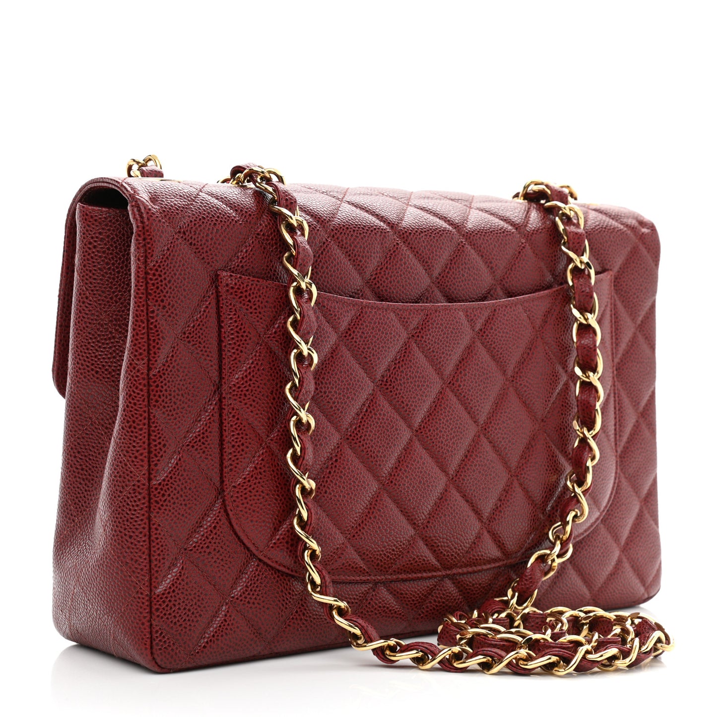 Caviar Quilted Jumbo Single Flap Bordeaux