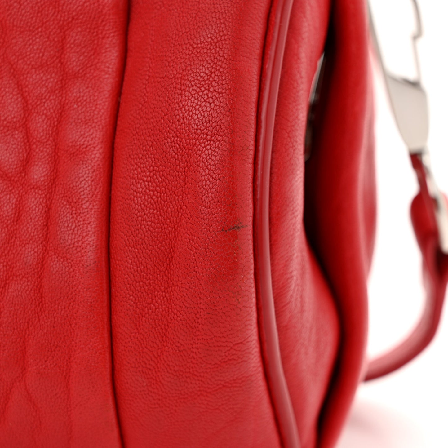 Pebbled Lambskin Mini Rockie Red Rhodium Hardware