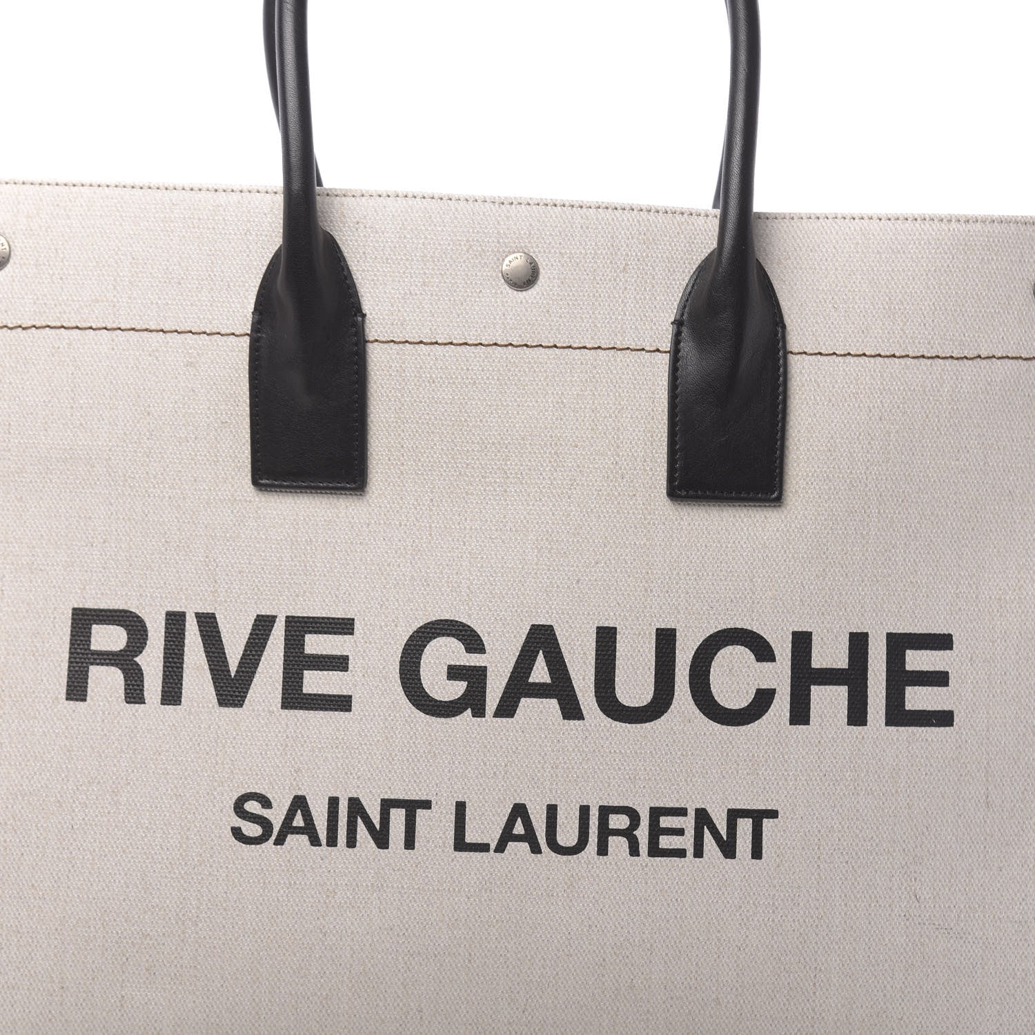 Saint Laurent Linen Calfskin Rive Gauche Tote Optic White 7 of 9