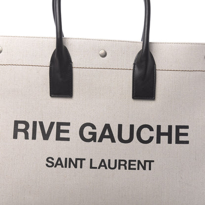 Saint Laurent Linen Calfskin Rive Gauche Tote Optic White 7 of 9