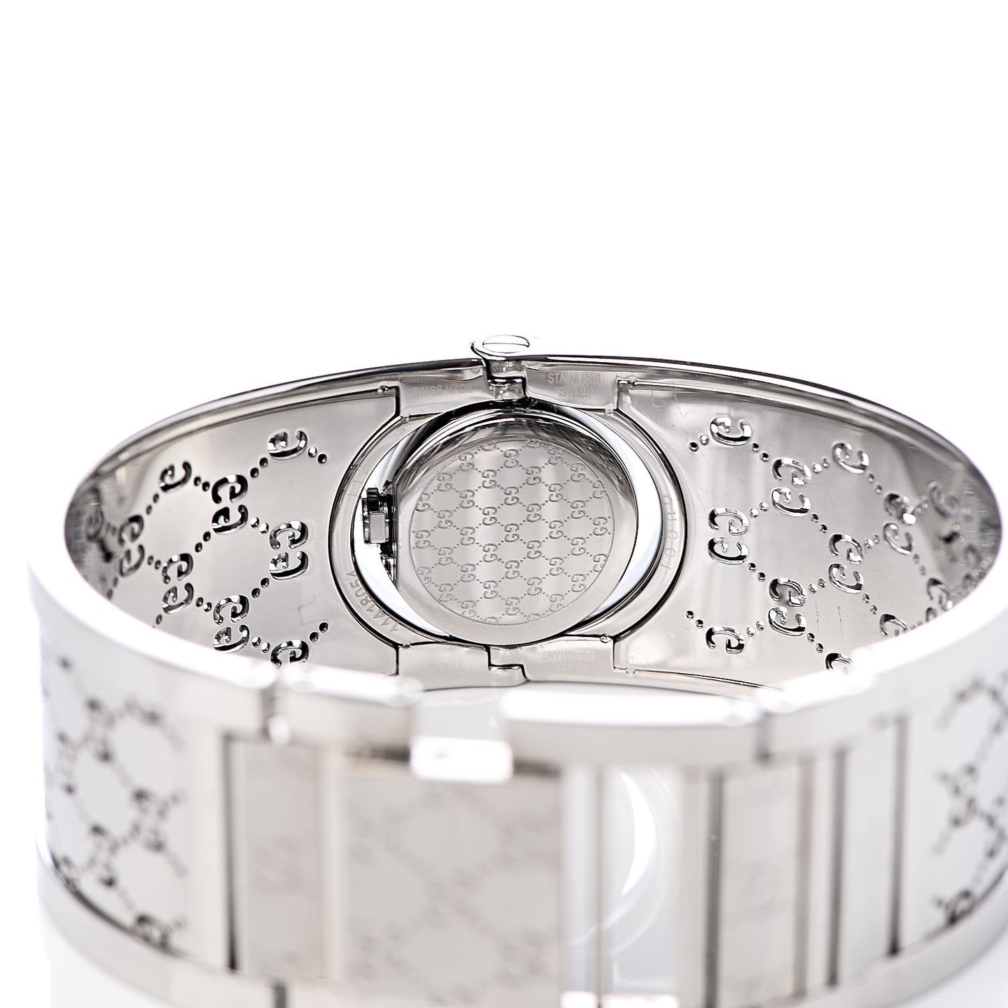 Stainless Steel Diamond Pave Bezel Mother of Pearl 23mm Twirl Quartz Watch