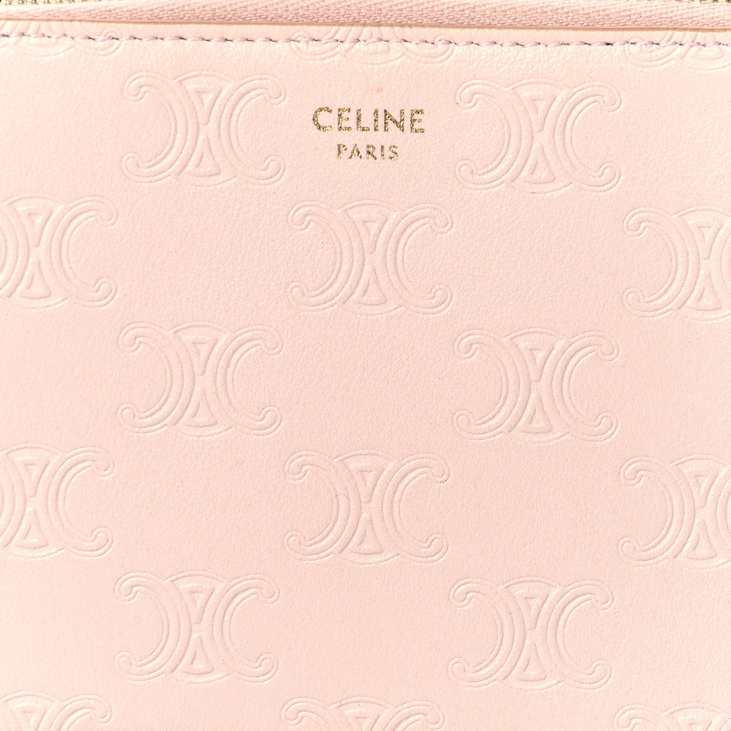 Smooth Calfskin Triomphe Embossed Coin and Card Pouch Rose Pale