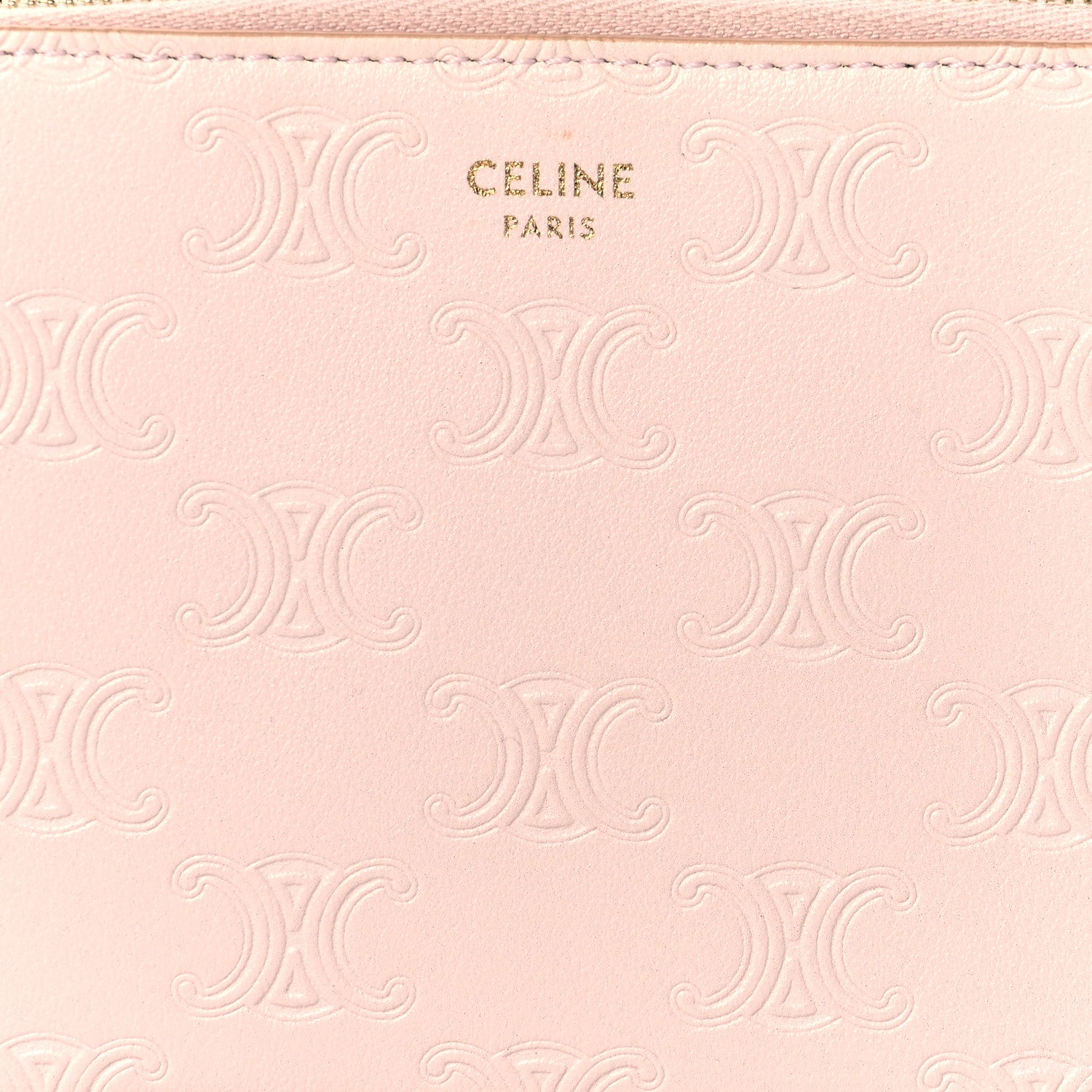 Celine Smooth Calfskin Triomphe Embossed Coin and Card Pouch Rose Pale 8 of 11
