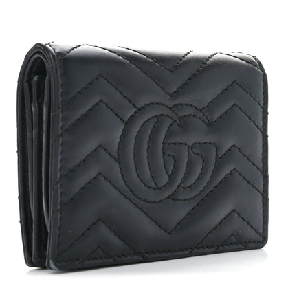 Gucci Calfskin Matelasse GG Marmont Card Case Wallet Black 3 of 9