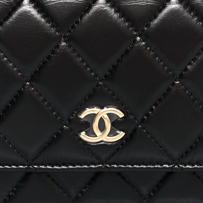 Chanel Calfskin Quilted Mini Maxi Pearls Wallet On Chain WOC Black 8 of 15