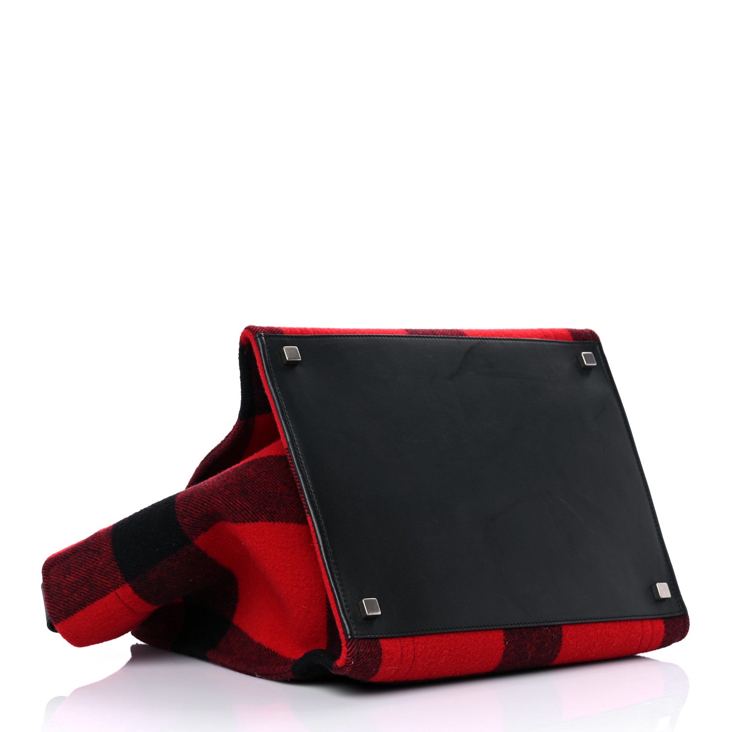 Celine Wool Tartan Medium Phantom Luggage Red 3 of 13